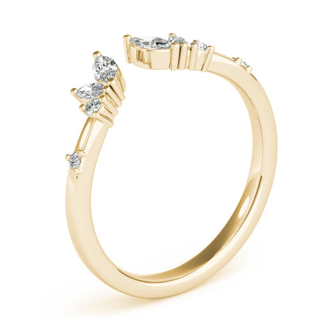 Open Marquise and Round Diamond Ring yellow gold