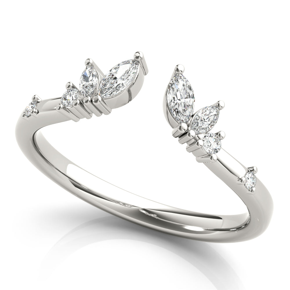 Open Marquise and Round Diamond Ring white gold