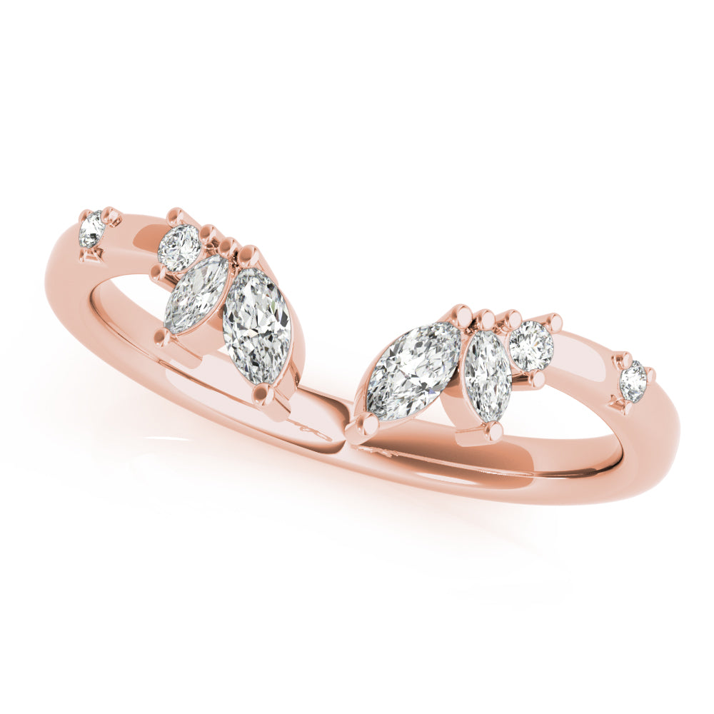 Open Marquise and Round Diamond Ring rose gold