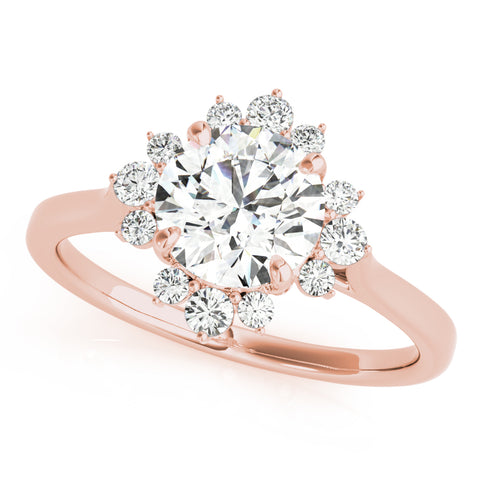 1 1/5 Ctw Round Center Lab Grown Diamond Floral Engagement Ring in Rose Gold