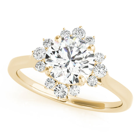 1 1/5 Ctw Round Center Lab Grown Diamond Floral Engagement Ring in Yellow Gold