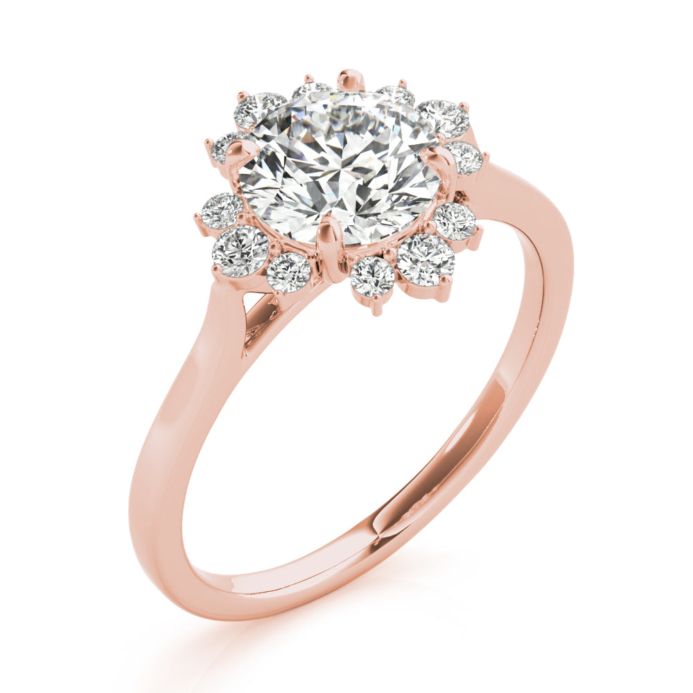1 1/5 Ctw Round Center Lab Grown Diamond Floral Engagement Ring in Rose Gold