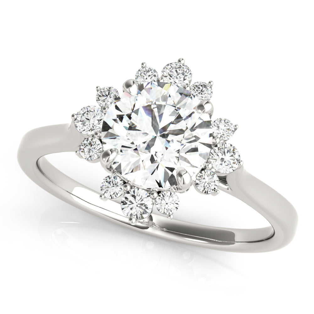1 1/5 Ctw Round Center Lab Grown Diamond Floral Engagement Ring in White Gold
