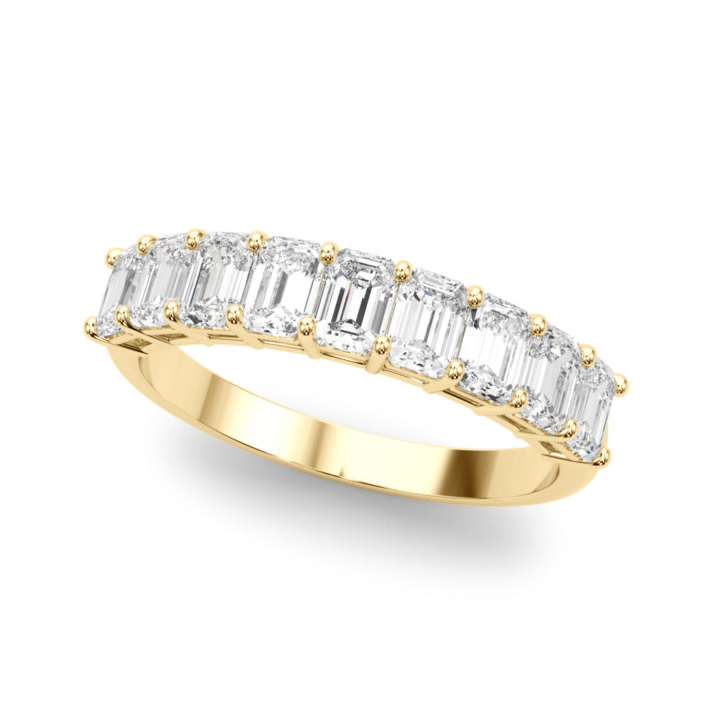 1 1/4 ctw Petite Shared Prong Emerald Diamond Ring yellow gold