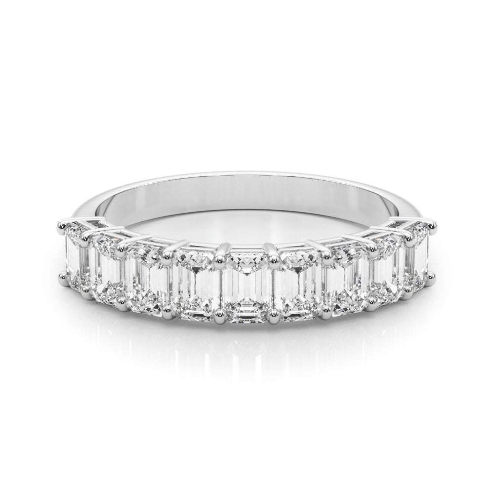 1 1/4 ctw Petite Shared Prong Emerald Diamond Ring white gold