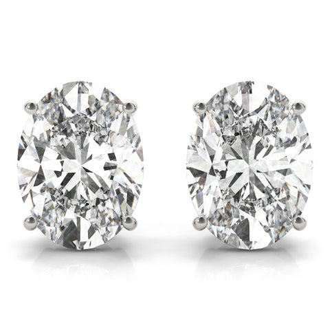 2 Ctw Oval Cut Lab Grown Diamond Certified Stud Earrings white gold