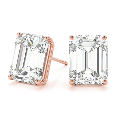 1 ctw Emerald Cut Lab Grown Diamond Stud Earrings rose gold