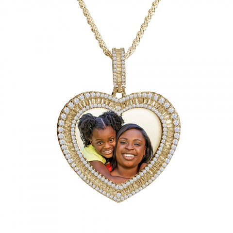 Yellow Gold Heart Picture Pendant Necklace