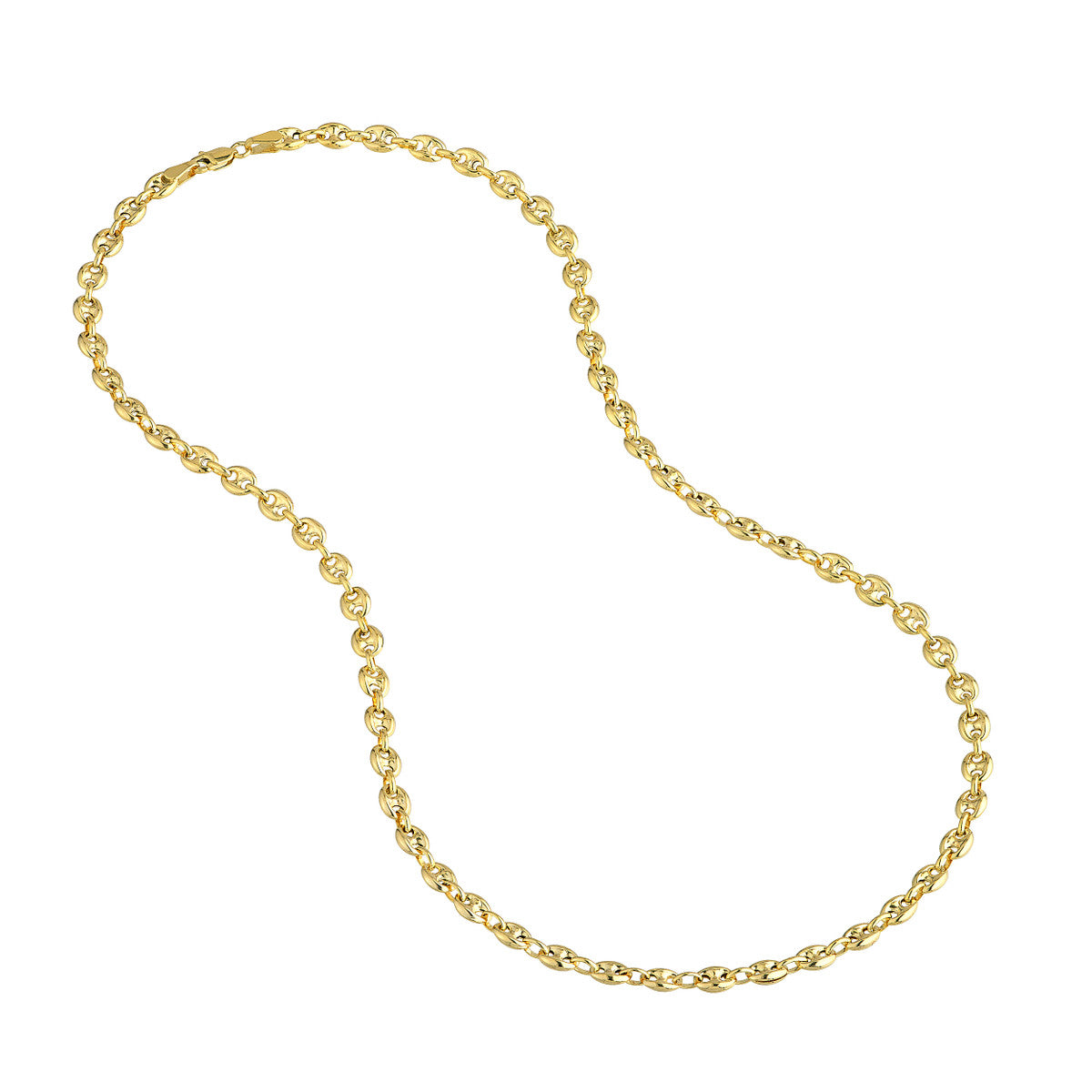 14k Yellow Gold Puff Mariner Chain Necklace