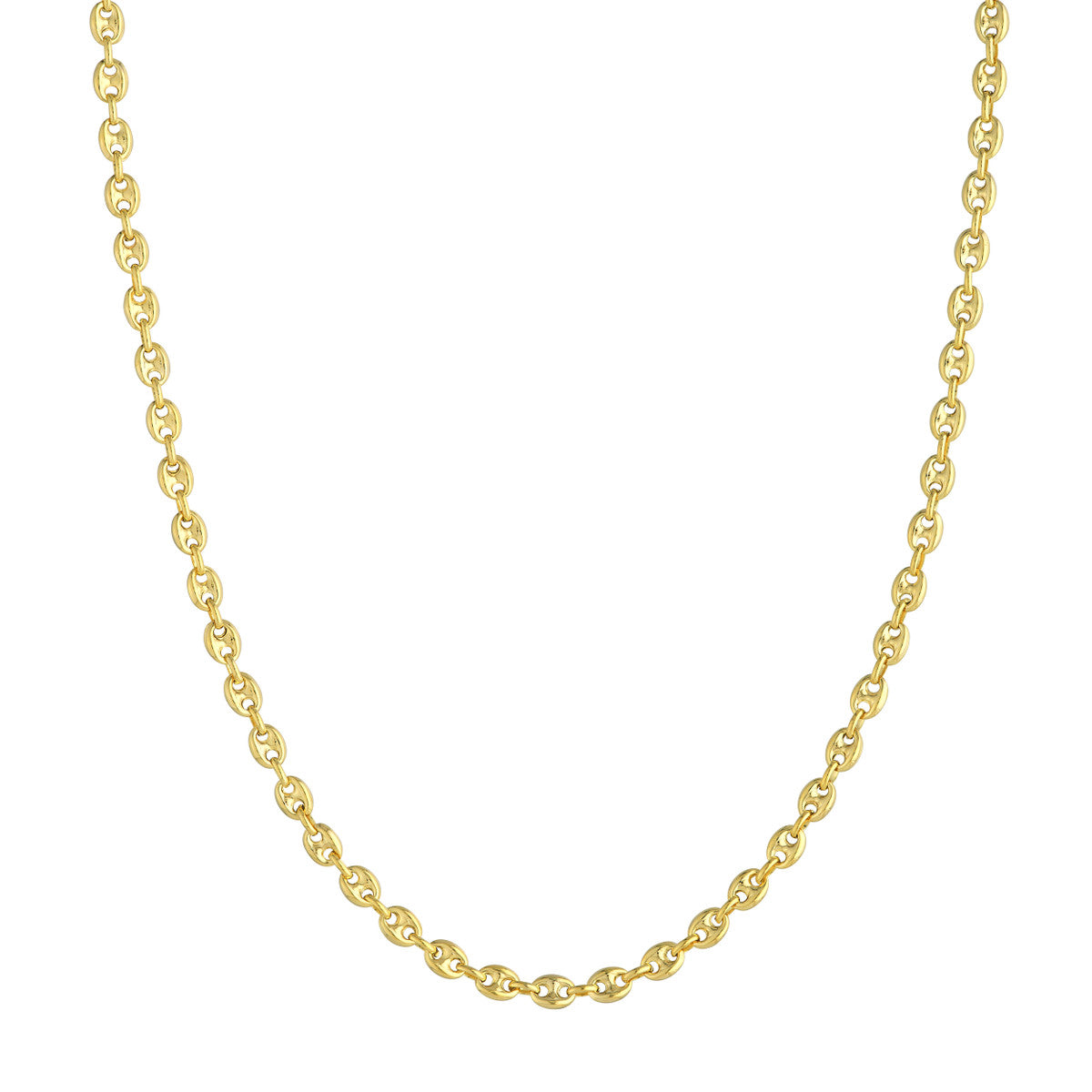 14k Yellow Gold Puff Mariner Chain Necklace