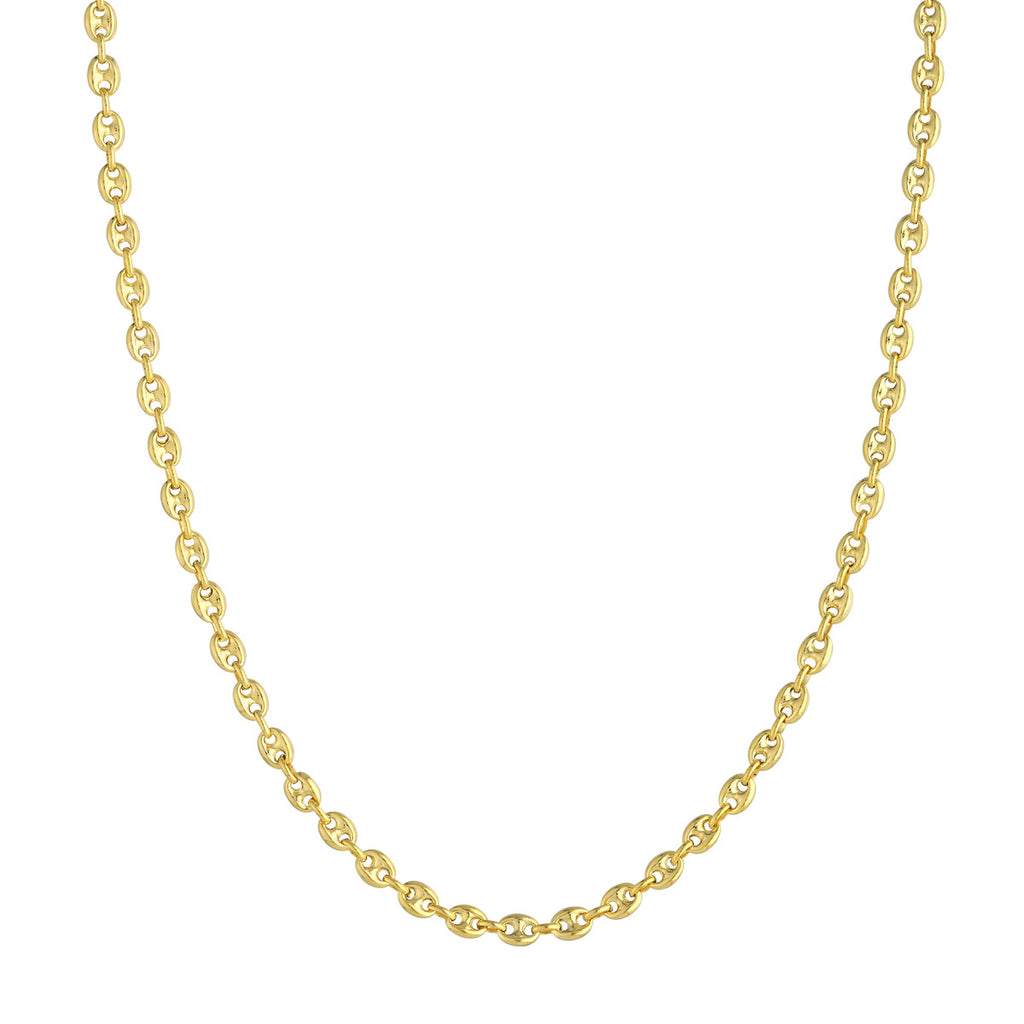 14k Gold Puff Mariner Chain with Lobster Lock