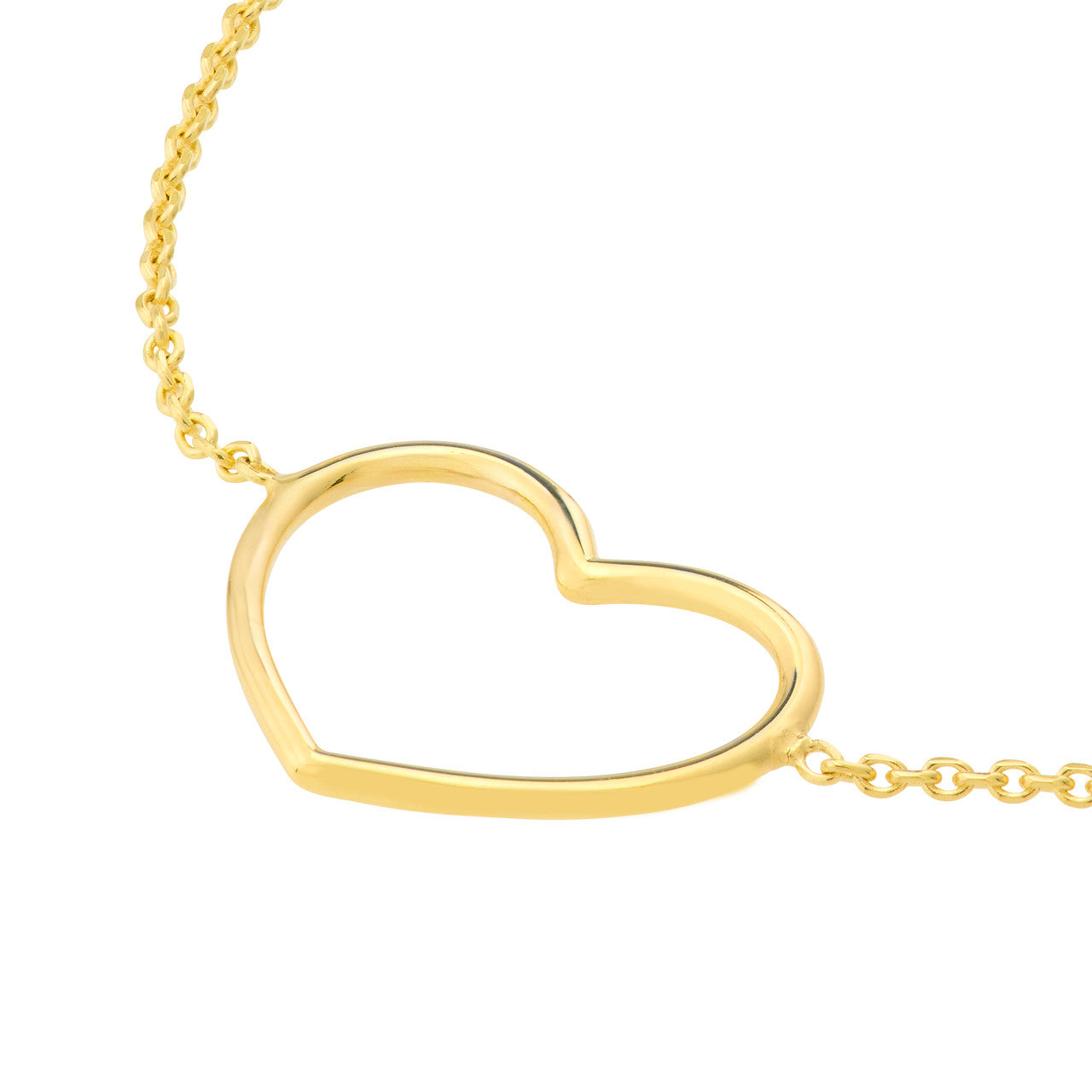 14k Yellow Gold Open Heart Bracelet