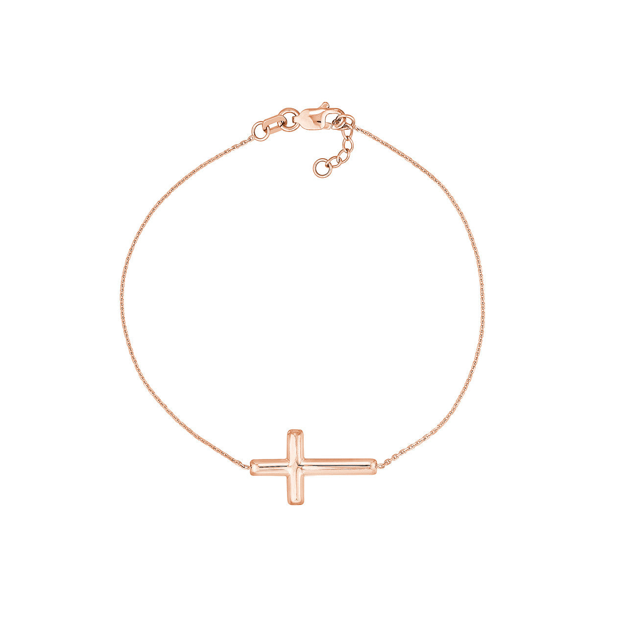 14k Rose Gold Sideways Cross Bracelet