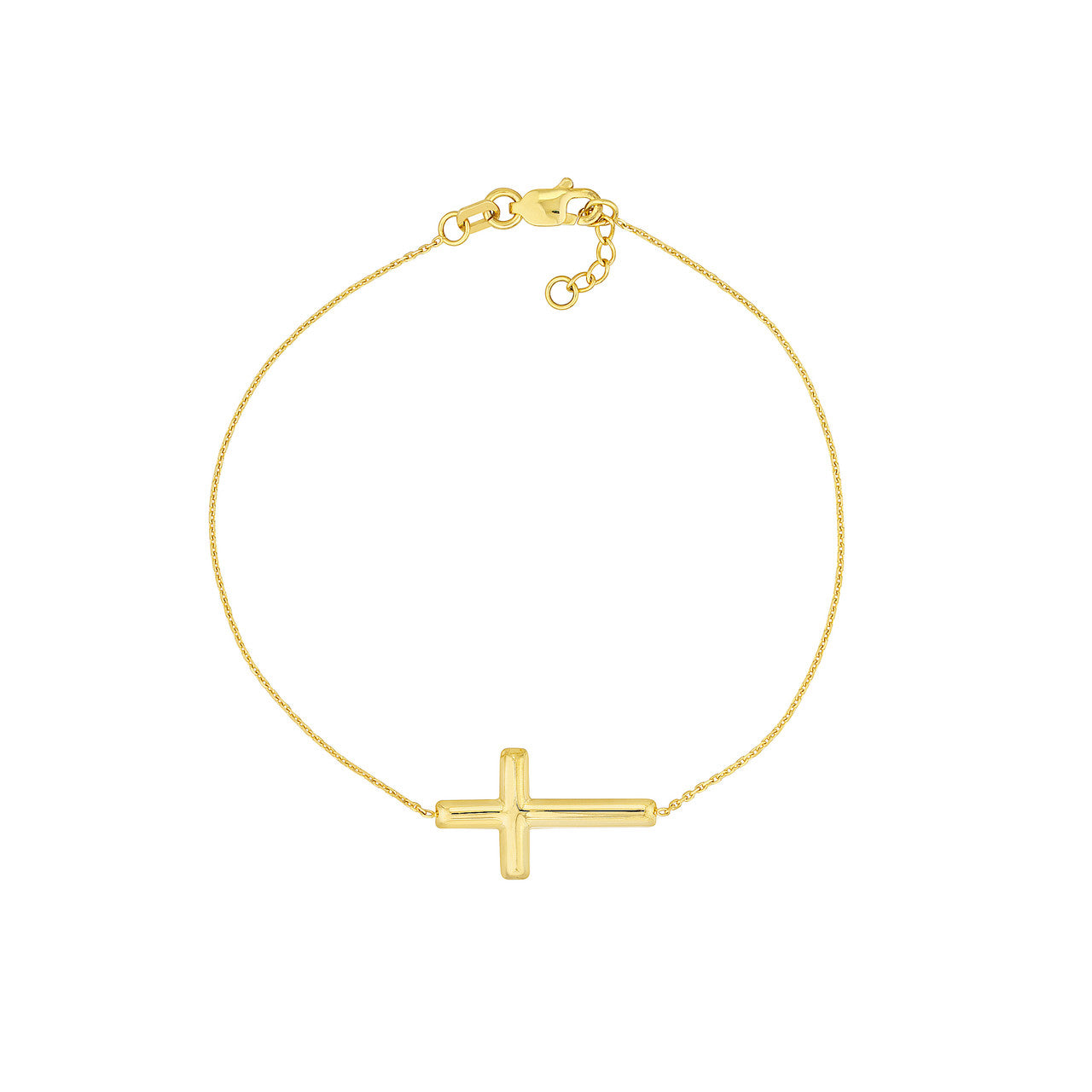 14k Yellow Gold Sideways Cross Bracelet