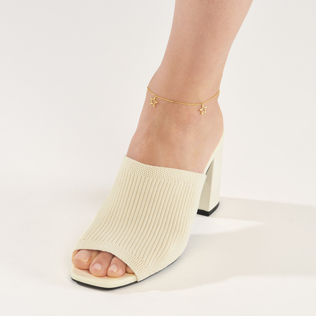 Triple Star Adjustable Anklet 14k Yellow Gold