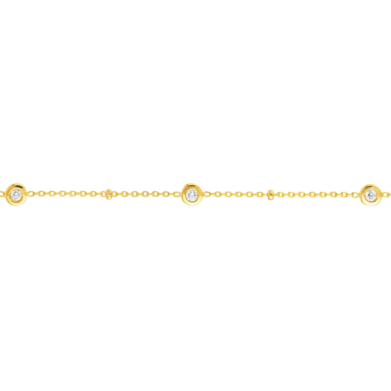 14k Yellow Gold Diamond Bezel Station Bracelet