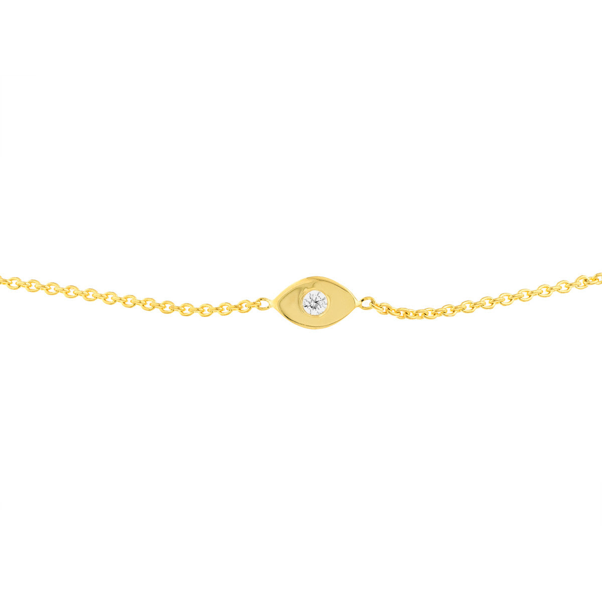 14k Yellow Gold Diamond Evil Eye Bracelet