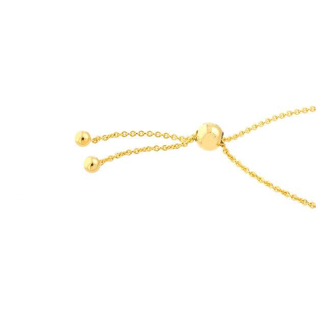 14k Gold Blue Enamel Evil Eye Bolo Bracelet