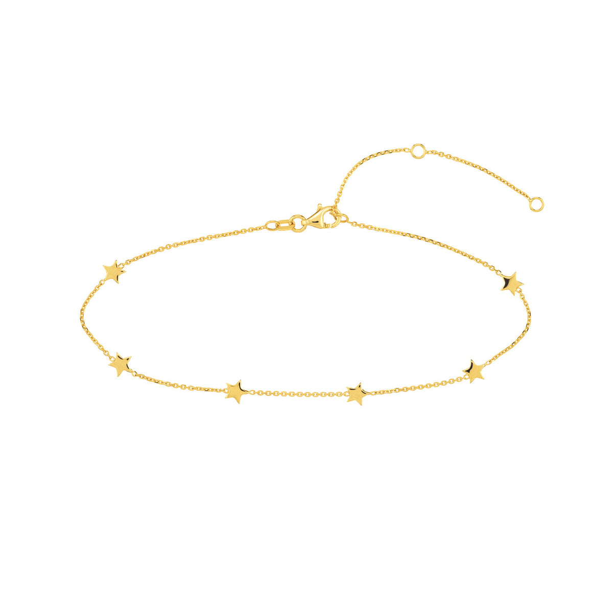 14k Yellow Gold Petite Star Station Anklet
