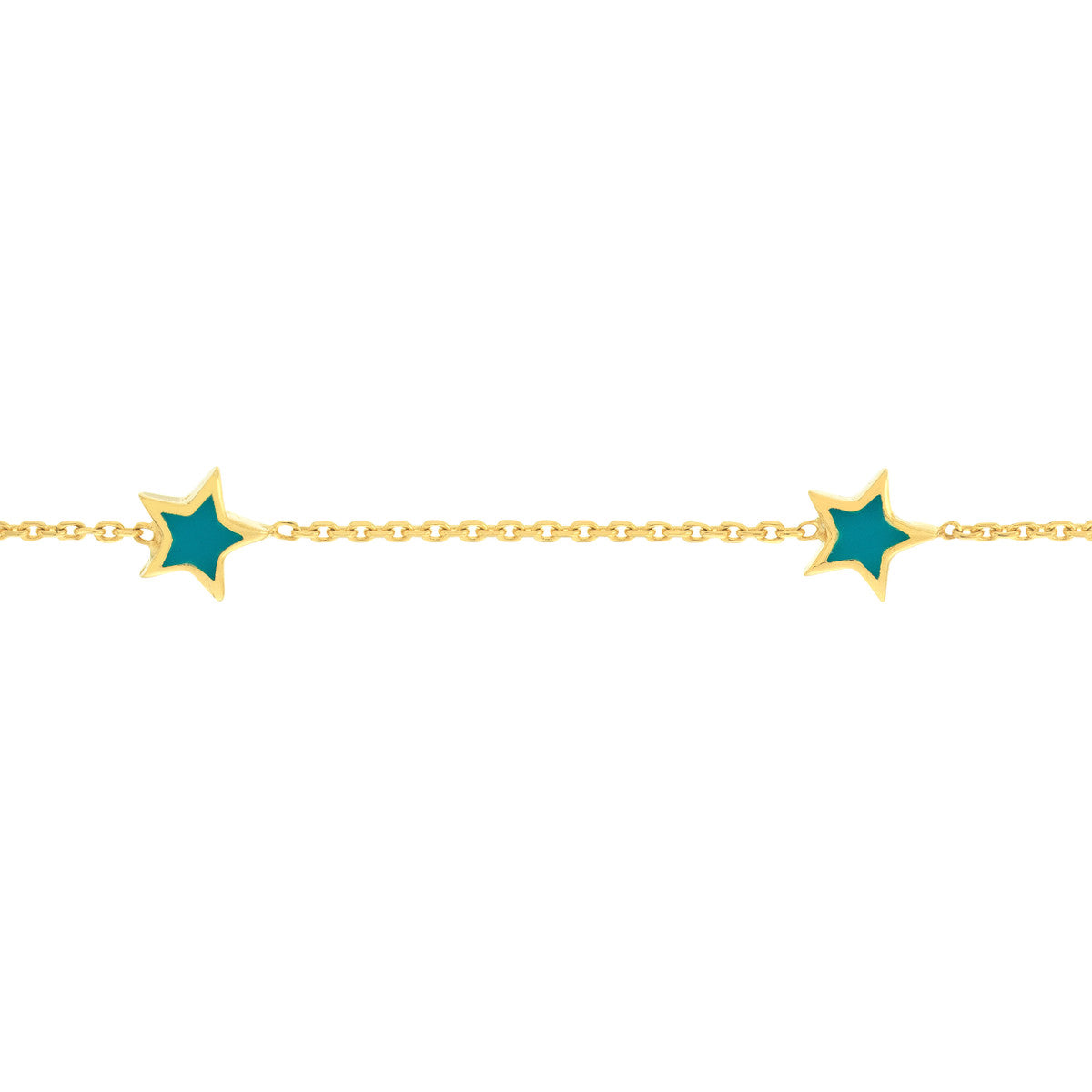 14k Yellow Gold Enamel Star Station Bracelet