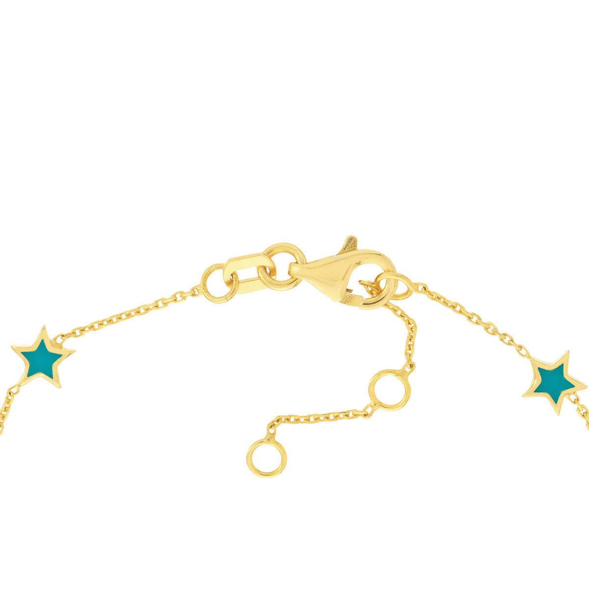14k Yellow Gold Enamel Star Station Bracelet