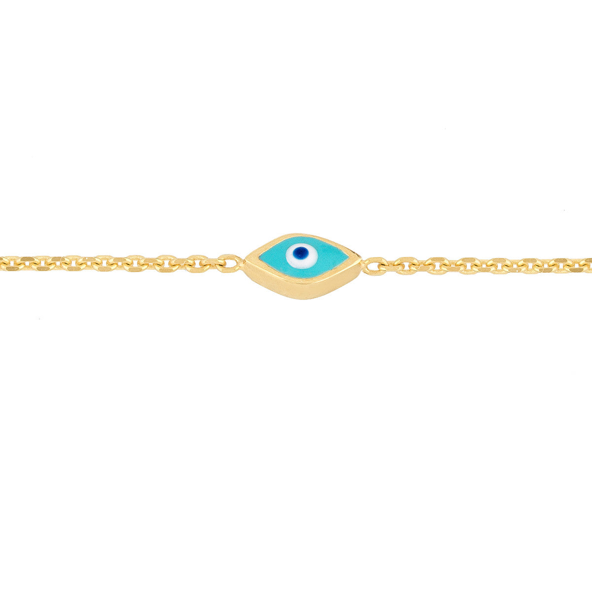 14k Gold Enamel Evil Eye Station Chain