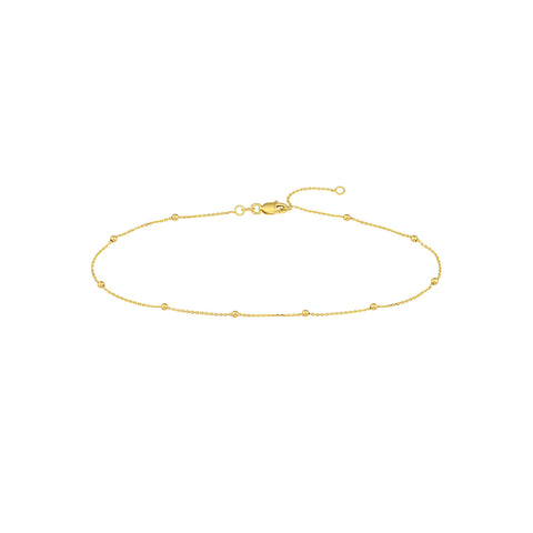 14k Yellow Gold Bead Station Anklet