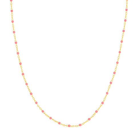Baby Pink Enamel Bead Piatto Necklace