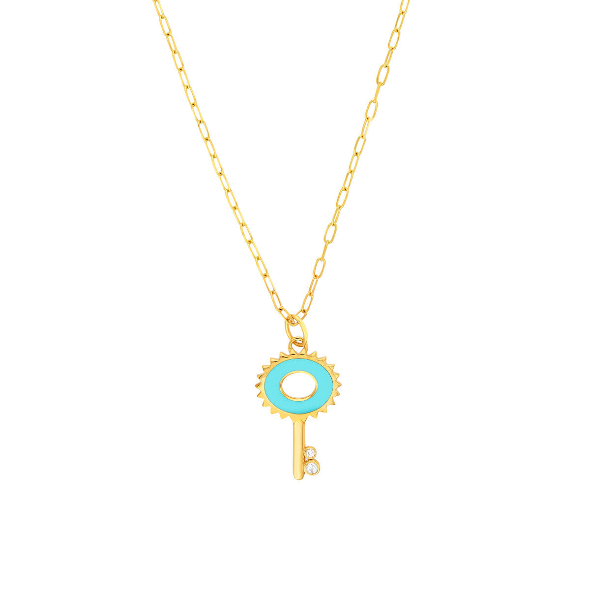 Diamond Enamel Key Necklace