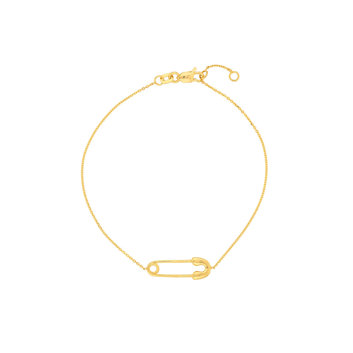 14k Yellow Gold Safety Pin Bracelet