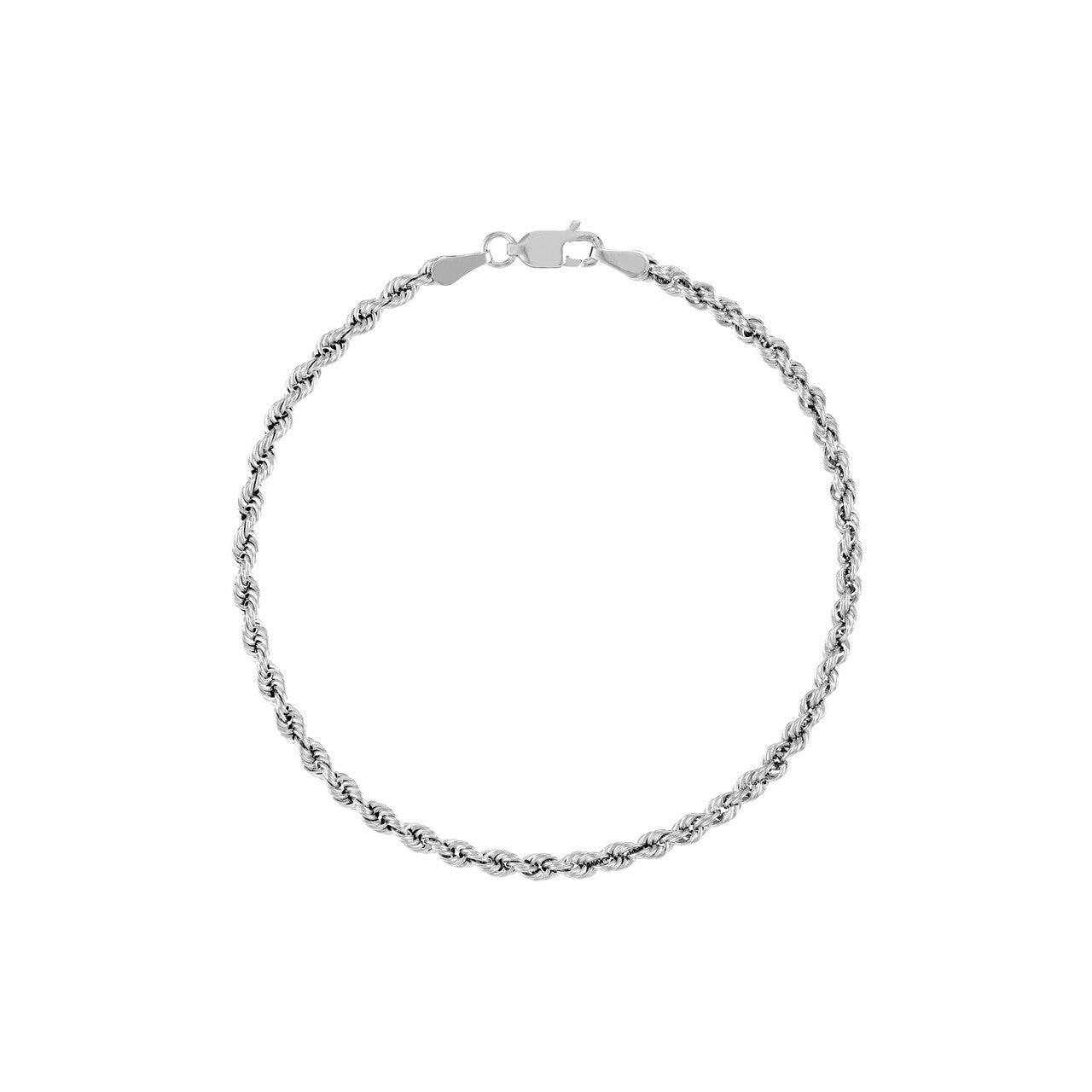 14k White Gold Rope Chain Bracelet 2.9 mm