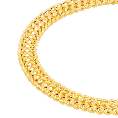 14k Yellow Gold Hollow Bismark Chain Bracelet