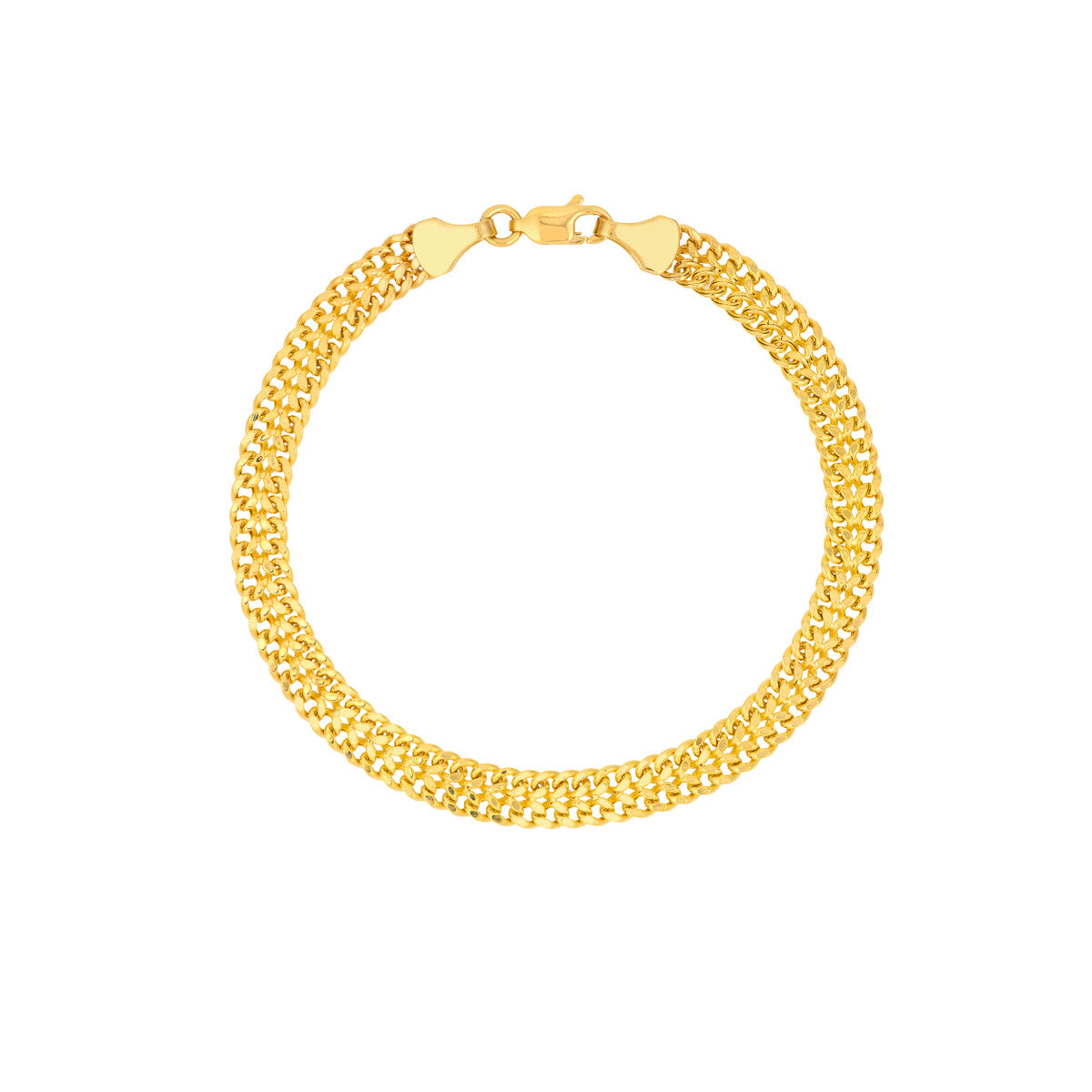 14k Yellow Gold Hollow Bismark Chain Bracelet