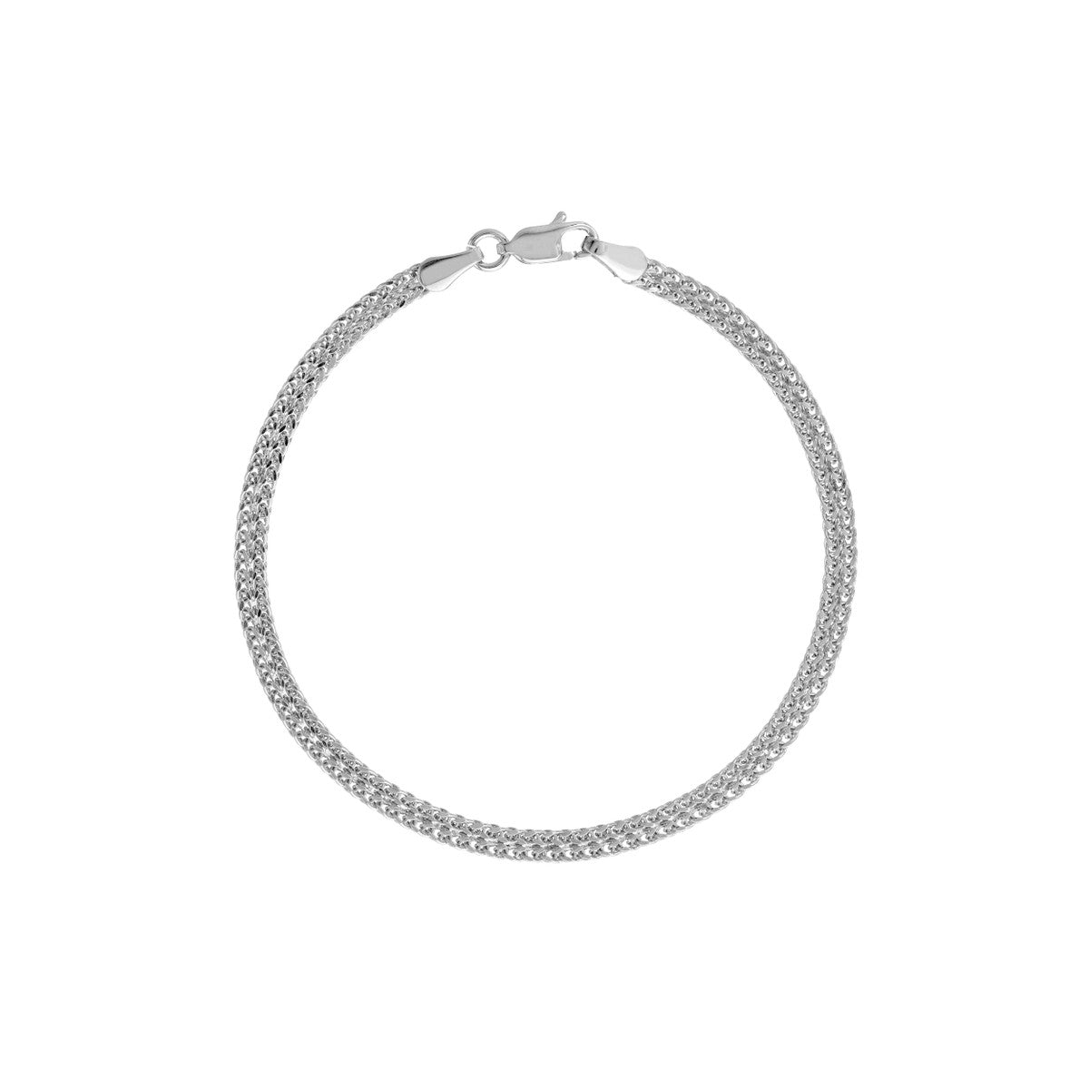 Gold Hollow Wheat Chain Bracelet in 14k White Gold