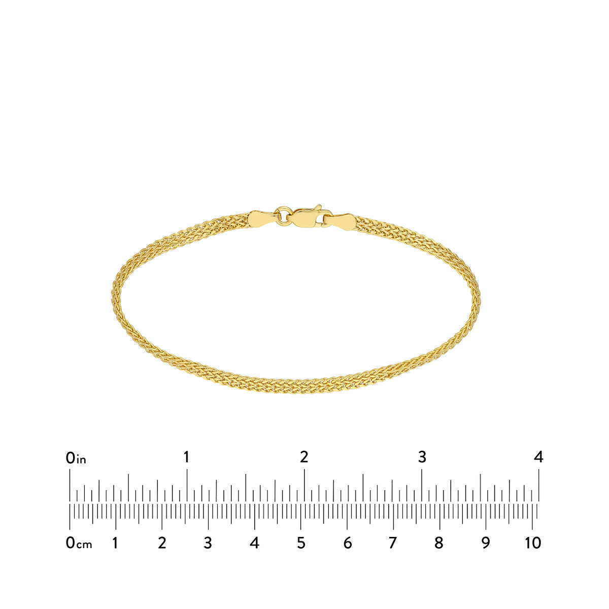 Hollow Wheat Chain Bracelet in 14k Yellow Gold