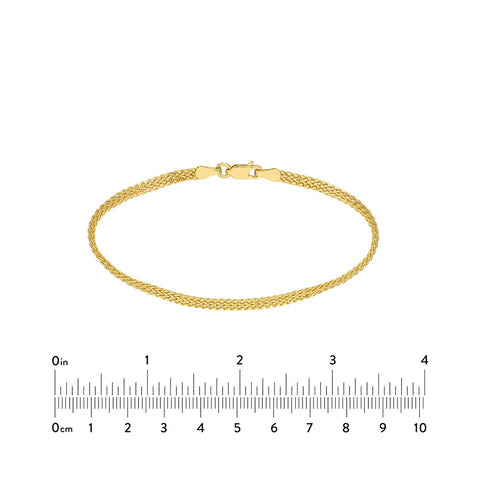 Hollow Wheat Chain Bracelet in 14k Yellow Gold