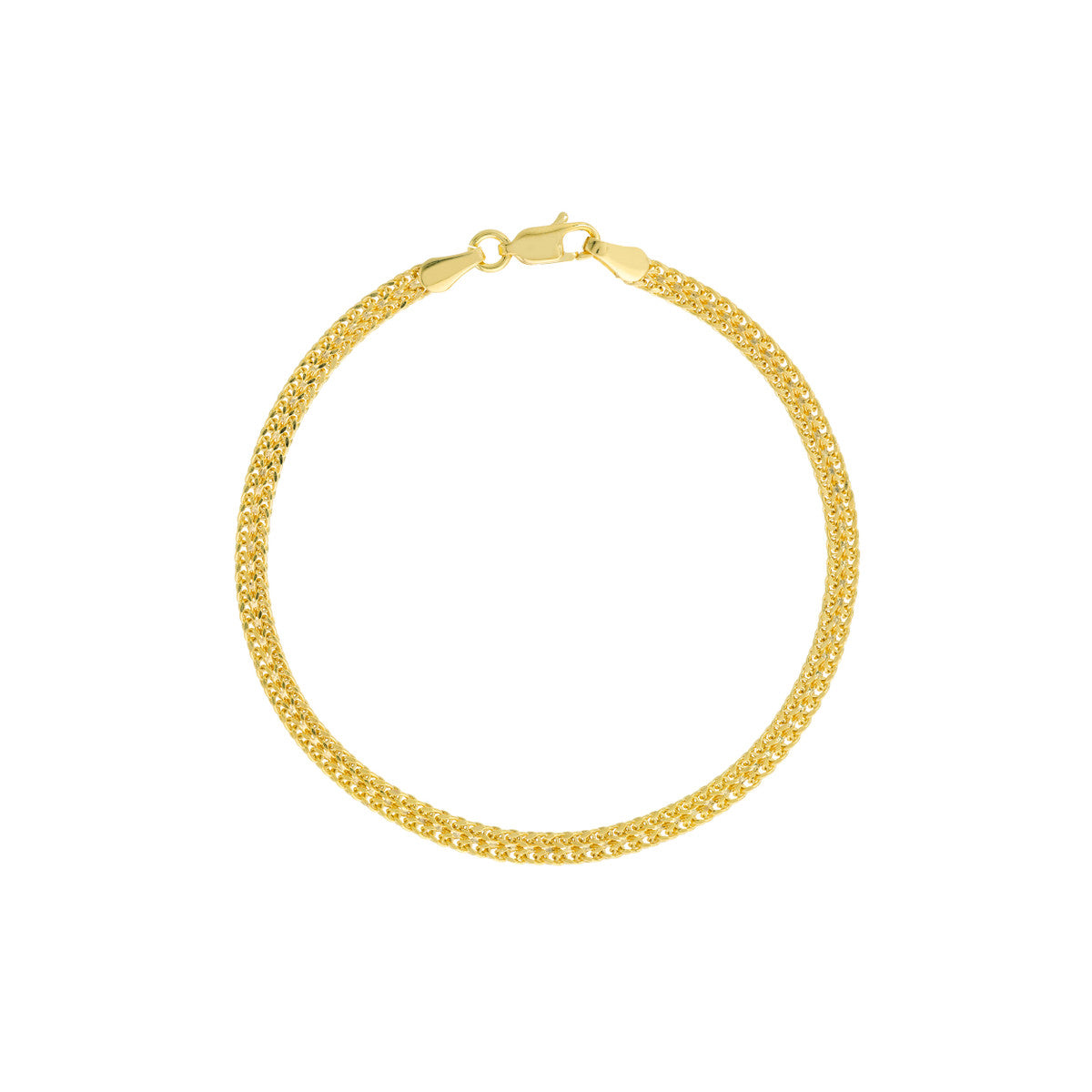 Gold Hollow Wheat Chain Bracelet in 14k Yellow Gold