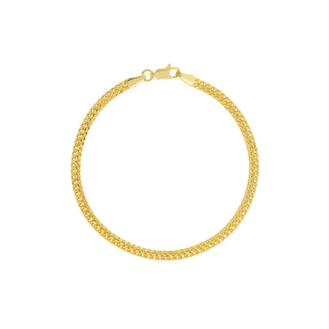 Gold Hollow Wheat Chain Bracelet in 14k Yellow Gold