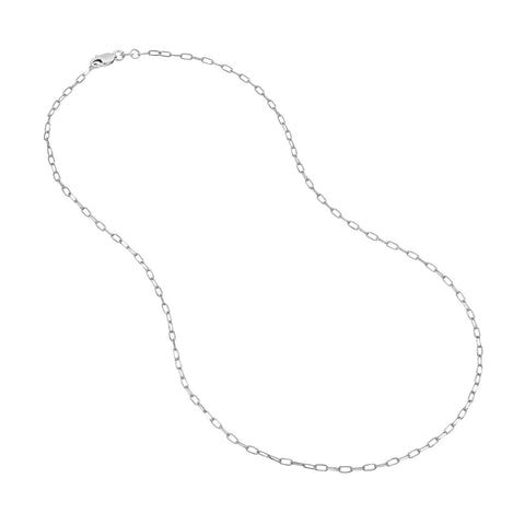 14k White Gold Paper Clip Chain with Lobster Lock
