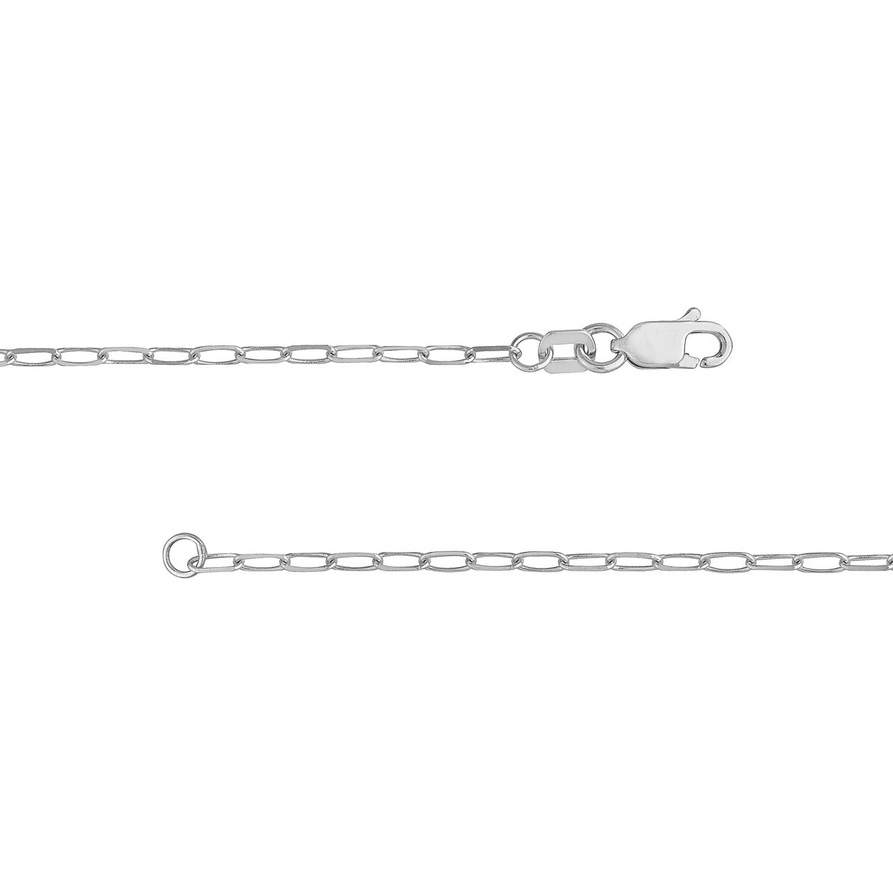 14k White Gold Paper Clip Chain with Lobster Lock