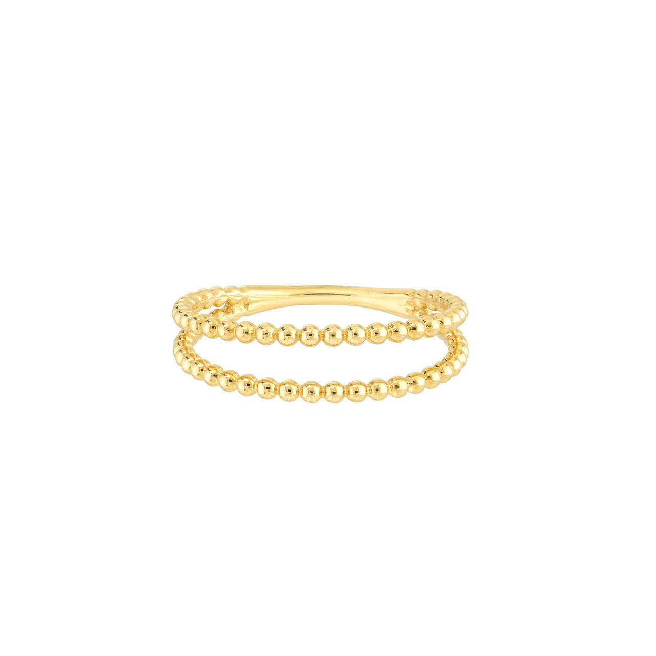 14k Yellow Gold Double Beaded Stackable Ring