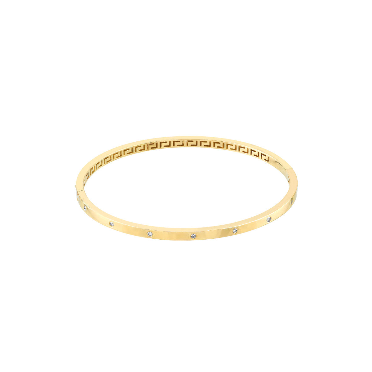 14K Yellow Gold Bezel Diamond Bangle Bracelet