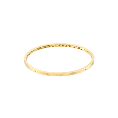 14K Yellow Gold Bezel Diamond Bangle Bracelet