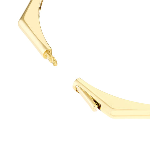 A pair of gold earrings on a white background