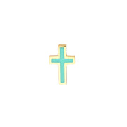 14k Gold Light Turquoise Enamel Cross Stud Earrings