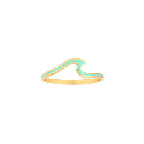 14k Yellow Gold  Enamel Wave Fashion Ring