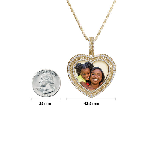 Yellow Gold Heart Picture Pendant Necklace