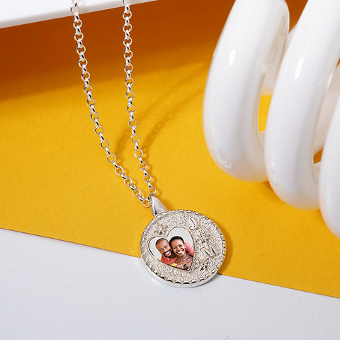 Photo Engraved Initials Necklace yellow gold