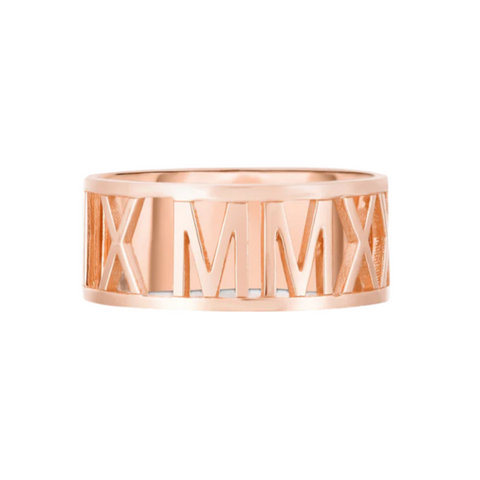 Roman Numeral Personalized Ring Rose Gold