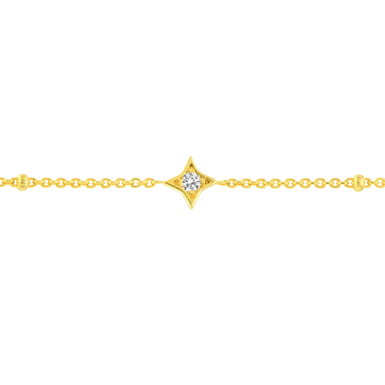 A yellow gold bracelet with a diamond